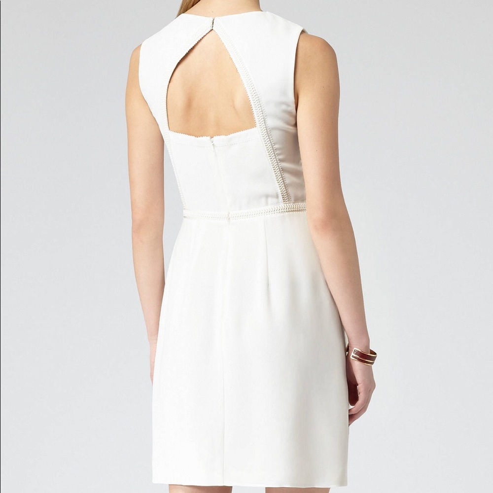 Elodie Pleated Creme Reiss dress - Picture 2 of 8